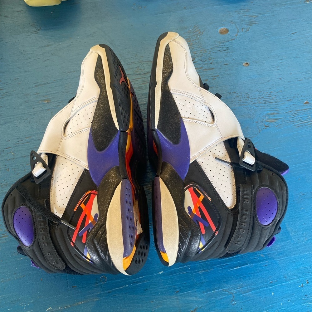 Jordan Athletic Shoes - White, Black, Purple, Yellow Retro 8 Air Jordan Nike - Picture 4 of 6